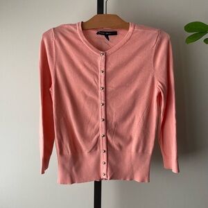 WHBM Peach Pink Short Knit Button Down Sweater Size Small